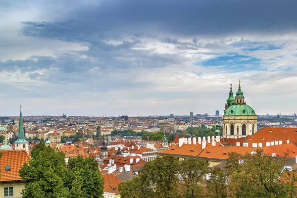 Vista Praga Com Igreja São Nicolau Castelo Praga República Checa — Fotografia de Stock