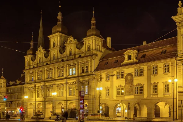 Historical Houses Malostranska Square Evening Prague Czech Republic — Stock Photo, Image