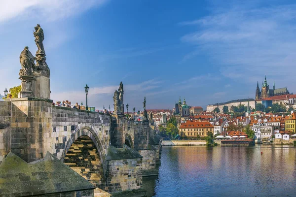 Uitzicht Praag Met Praagse Kasteel Vanaf Karelsbrug Tsjechische Republiek — Stockfoto