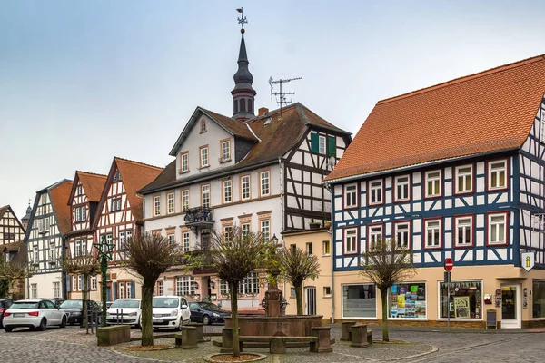 Strada Con Storica Casa Graticcio Budingen Assia Germania — Foto Stock