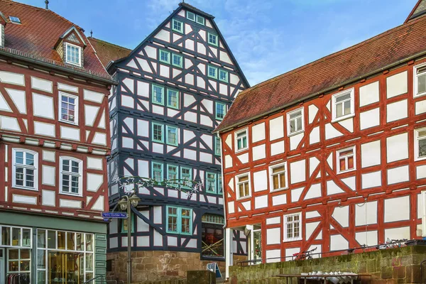 Straat Met Vakwerkhuizen Marburg Duitsland — Stockfoto