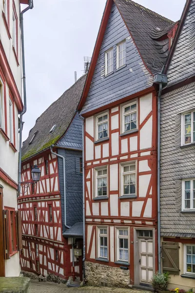 Straße Mit Fachwerkhäusern Der Limburger Altstadt — Stockfoto