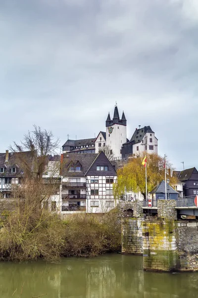 Vista Diez Con Castillo Desde Río Lahn Alemania — Foto de Stock