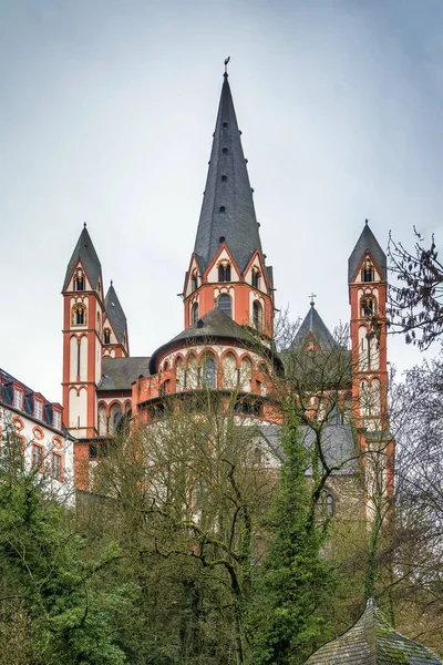Католический Собор Лимбурга Расположен Высоко Скале Над Рекой Лан Вид — стоковое фото