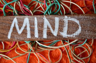 Akıl sözcüğü masanın üzerindeki tahta küplere yazılır..