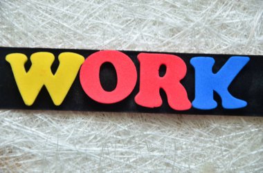 renkli bir arka plan üzerinde iş sözcük