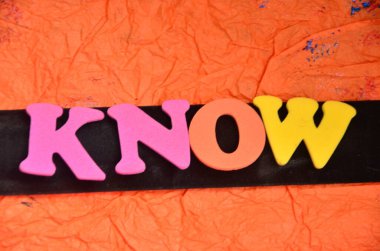 Soyut renkli arkaplandaki kelimeyi biliyorum.