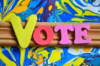 soyut renkli arkaplan için oylama kelimesi