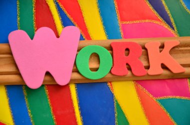 renkli bir arka plan üzerinde iş sözcük