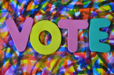 renkli bir arka plan üzerinde kelime oy