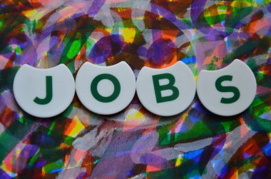 İşlerin soyut olduğunu gösteren kelime metni. İş kaynakları için iş kavramı ya da kağıt arkaplanda yazılı istihdam için ödeme