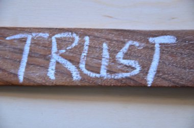 trust word written on wooden blocks
