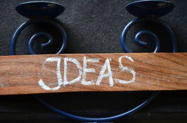 ideas and inspiration text on a wooden table