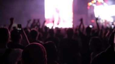 İnsanlar açık havada rock festivalinde