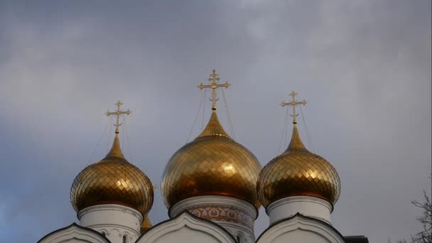 Golden domes of the assumption Cathedral — Stock Video