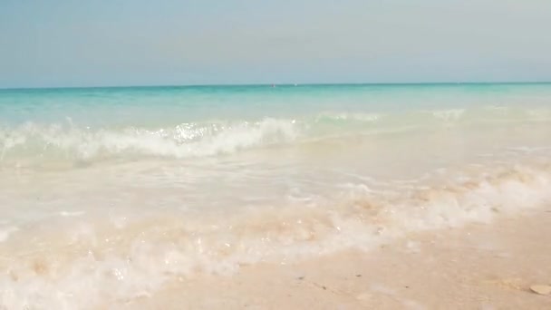 Las olas del mar rodando en la playa de arena — Vídeo de stock