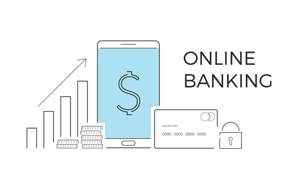 Векторні ілюстрації для онлайн-банкінгу. Концепція мобільного банку та інтернет-платежів. Плоский банер, eps 10 — стоковий вектор