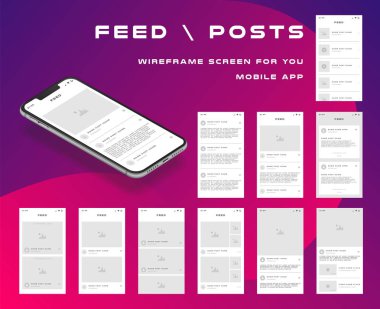 10 1 UI kitleri. Mobil uygulama GUI şablonunuzu takım konunun temel wireframes ekranlar. Ux tasarımı ile geliştirme arabirimi. Vektör çizim. EPS 10