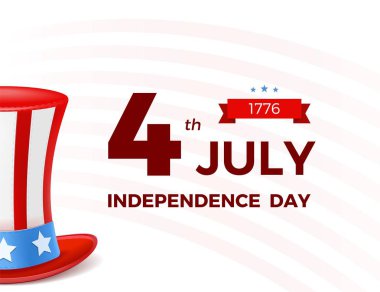 4 Temmuz Abd bayrağı, Bağımsızlık Günü Sancağı ile. 4 Temmuz felicitation klasik kartpostal. Usa Happy Independence gün tebrik kartı. Vektör illüstrasyon. Eps 10