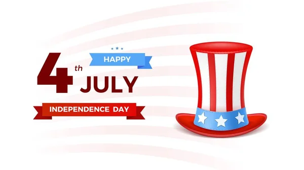 4ο Ιουλίου με σημαία των ΗΠΑ, την ημέρα της ανεξαρτησίας. Η 4η Ιουλίου είναι μια κλασική καρτ ποστάλ. ΗΠΑ-ευχετήρια κάρτα ευτυχης ανεξαρτησίας. Απεικόνιση διανύσματος. Κέρδος ανά μετ. 10 — Διανυσματικό Αρχείο