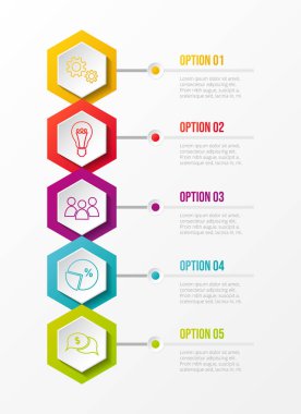 Renkli simgeler ile iş Infographic. Vektör.