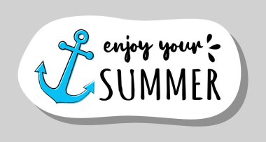 Senin yaz - komik metin ve resim ile yaz rozet keyfini çıkarın. Vektör.