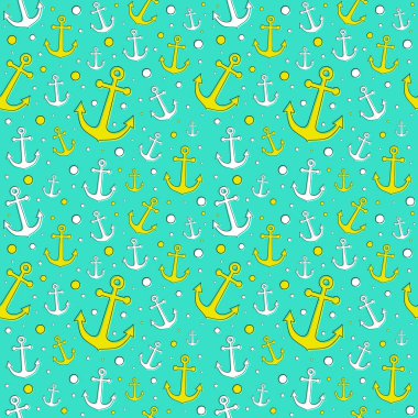 Çapa ile Seamless modeli. Yaz konsepti. Vektör.