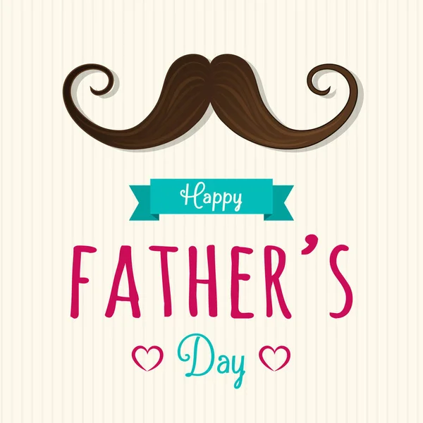 Feliz Día Del Padre Diseño Fondo Lindo Con Bigote Saludo — Vector de stock