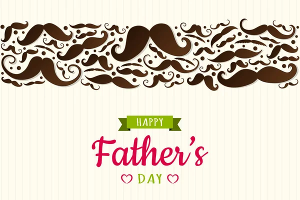 Happy Father Day Concept Poster Funny Mustaches Wishes Vector — Stock Vector