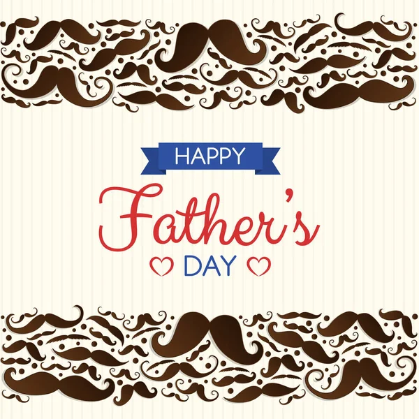 Happy Father Day Concept Poster Funny Mustaches Wishes Vector — Stock Vector