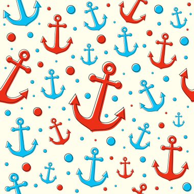 Vintage desen el ile çapa çizilmiş. Vektör. 