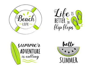 Güneşli kroki ile canlı yaz hat. Vektör.