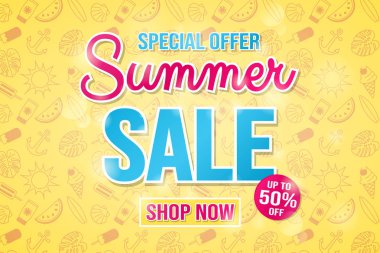 Yaz Satılık - parlak poster. Vektör.