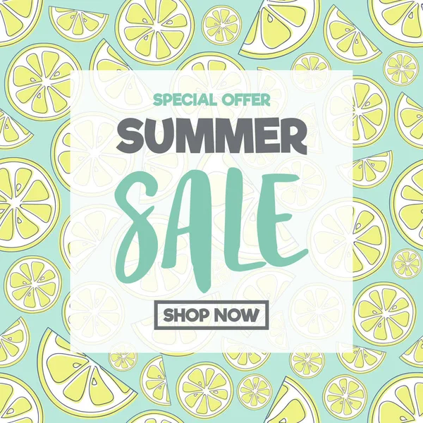 Πώληση Καλοκαίρι Χαριτωμένο Αφίσα Λεμόνια Διάνυσμα — Διανυσματικό Αρχείο