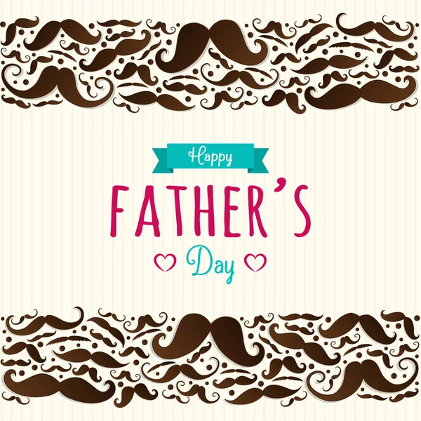 Happy Father Day Cute Poster Mustaches Vector — Stock Vector