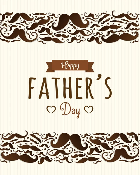 Happy Father Day Funny Poster Set Mustaches Vector — Stock Vector