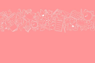 El ile bir okul poster kavramı aksesuarlar - şablon bir poster / çizilmiş. Vektör.