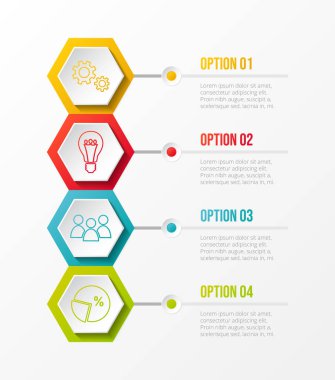 Renkli simgeler ile iş Infographic şablonu. Vektör.