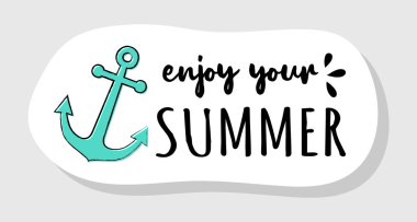 Pastel renkli yaz etiket komik metin ile retro tarzı. Vektör.