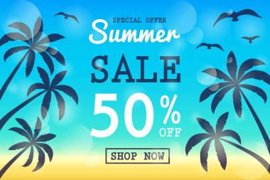 Özel Fırsat - yaz satış için indirimler. Renkli poster. Vektör.