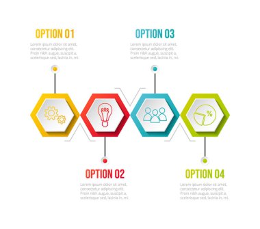 Renkli simgeler Infographic şablonu. Vektör.