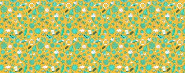 Yaz - komik unsurlar ile seamless modeli. Vektör.