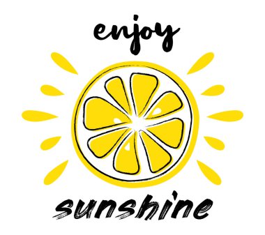 Sulu limon. Yaz poster - komik metin ile el çekilmiş simgesi. Vektör.