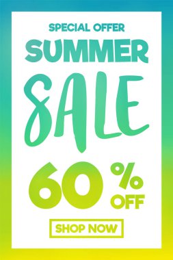 Yaz Satılık renkli poster kavramı. Vektör.