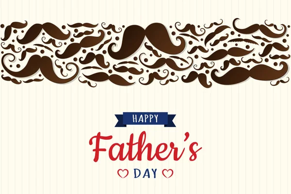 Happy Father Day Funny Poster Set Mustaches Vector — Stock Vector