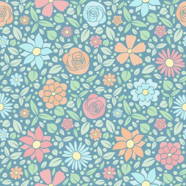 Vintage çiçek doku. El ile Seamless Modeli çiçek çizilmiş. Anneler günü, kadının günü ve Sevgililer günü. Vektör