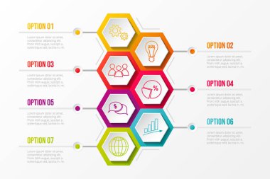 İş Infographic altıgen simgeleri ile. Vektör.