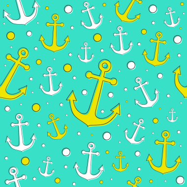 Çapa - yaz konsepti ile çok renkli desen. Vektör.