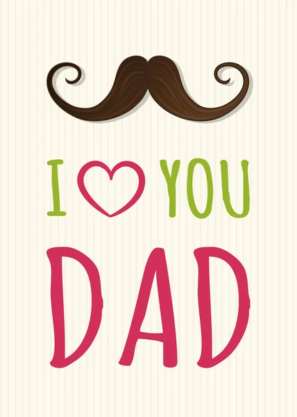 Happy Father Day Funny Poster Mustache Vector — Stock Vector