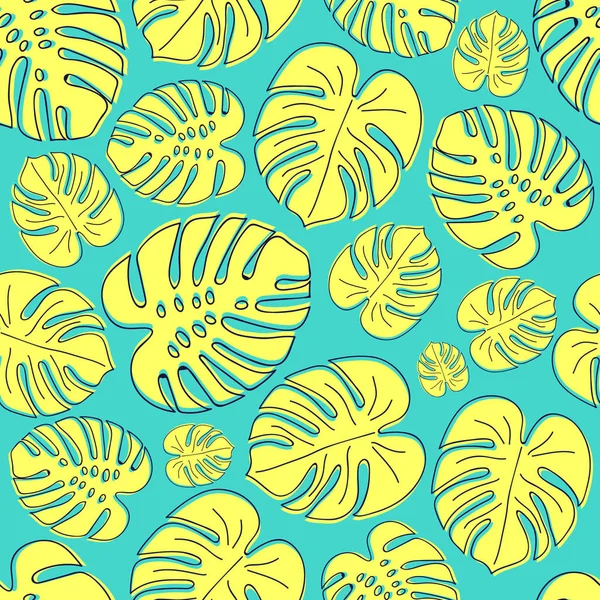 Seamless Pattern Tropical Leaves Vector — Stock Vector